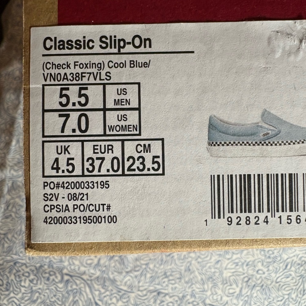 Vans Blue Slip-On Sneakers Canvas Casual - Picture 4 of 4